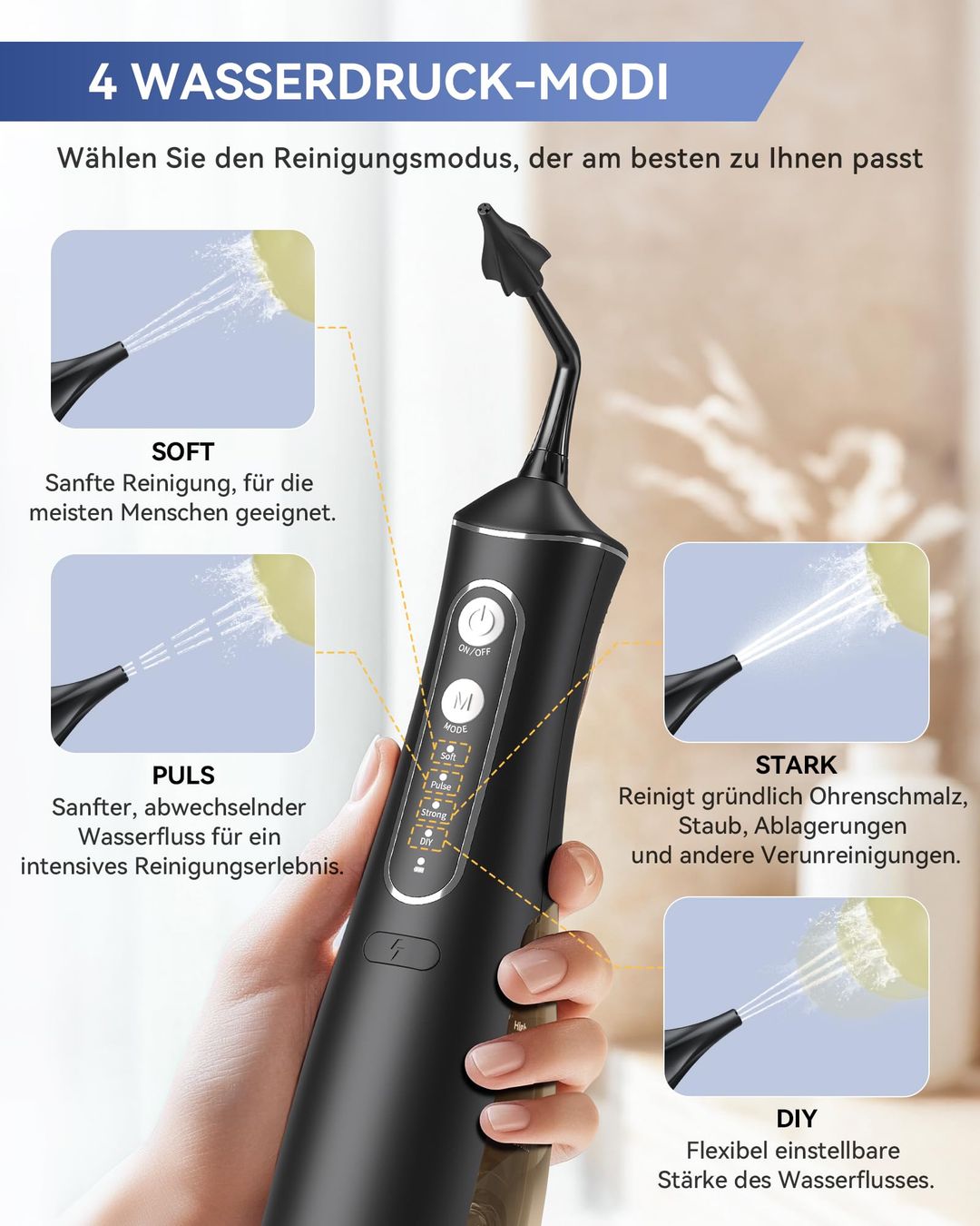 Elektrischer Ohrenschmalzentferner – IPX7 Wasserdicht