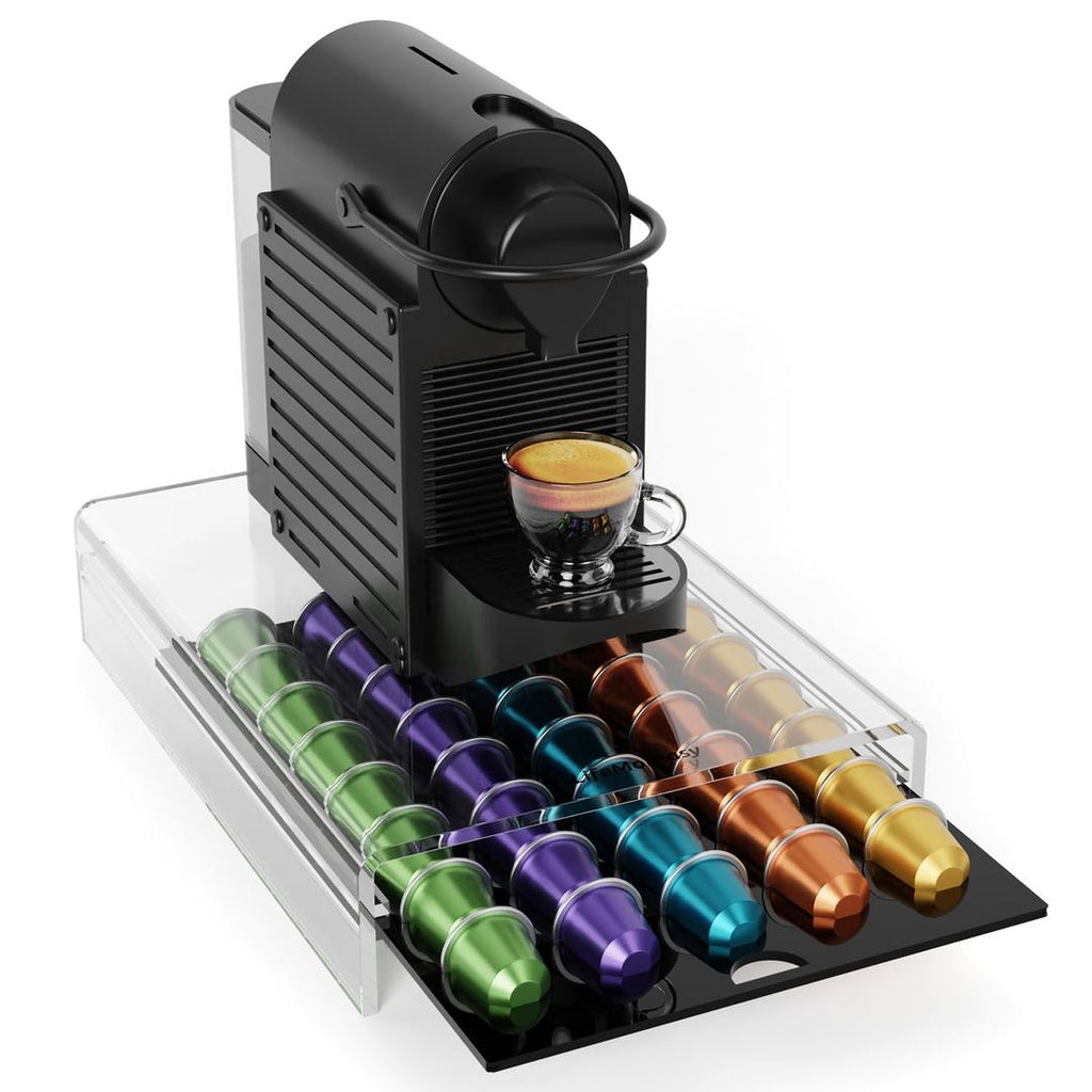 Kapselhalter fuer Nespresso – Transparente Kaffeelagerbox fuer 40 Kapseln