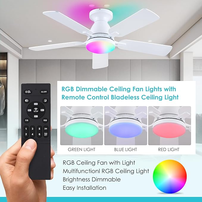 Shanggu Deckenventilatoren mit Licht und Fernbedienung - 132CM RGB