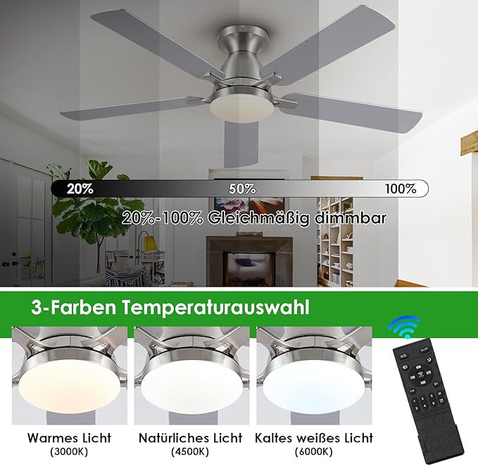 Deckenventilatoren mit Beleuchtung und Fernbedienung - 132 cm