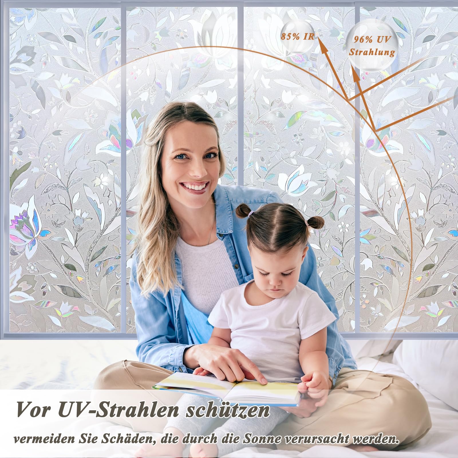 Blickdichte, dekorative Sichtschutzfolie – mattiert, 115 x 200 cm