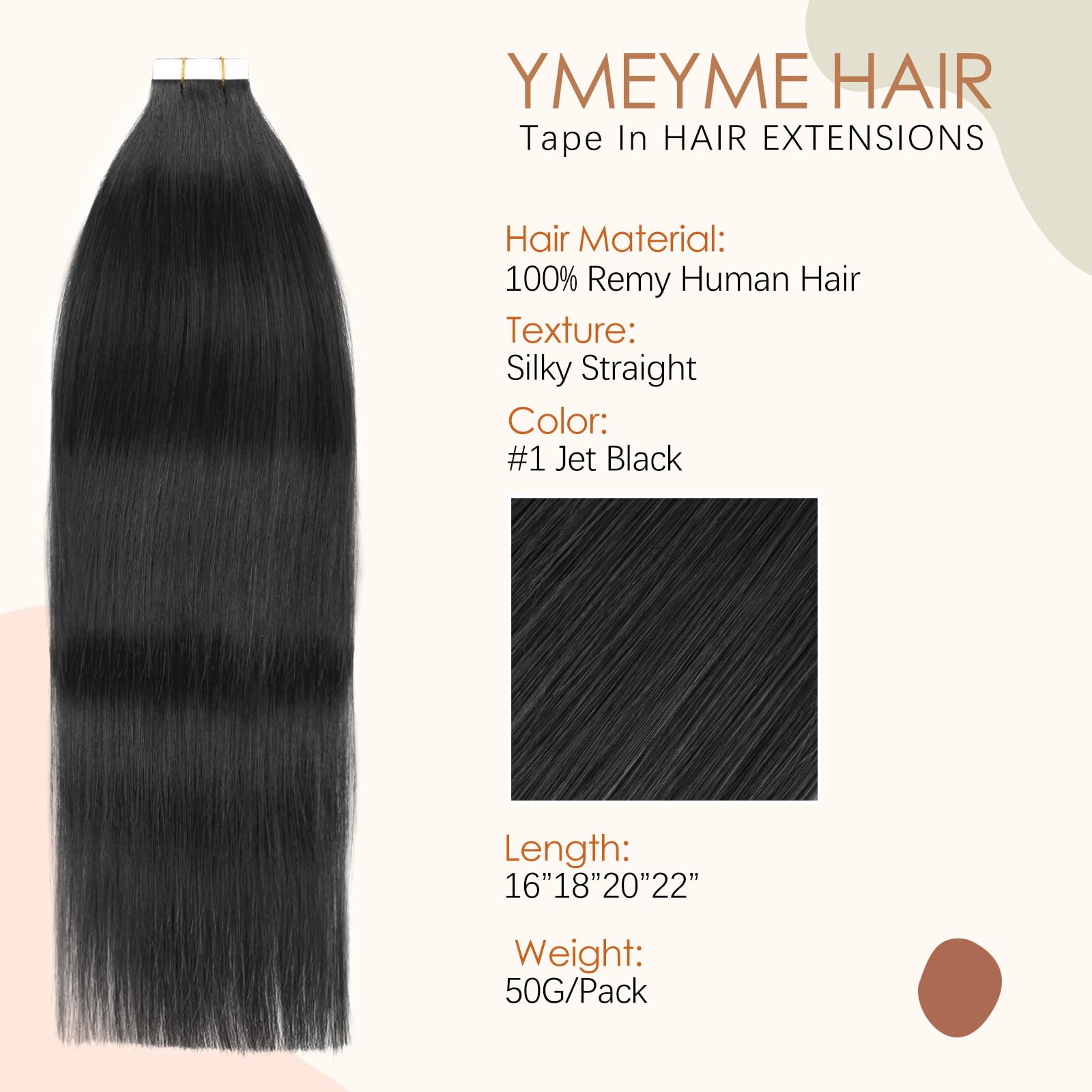 Echthaar Haarverlängerungen 50cm Dunkelbraun