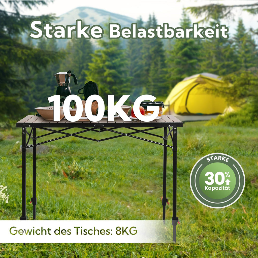 Сгъваема къмпинг маса до 100 кг, регулируема височина (76/84,5/92,5 см)