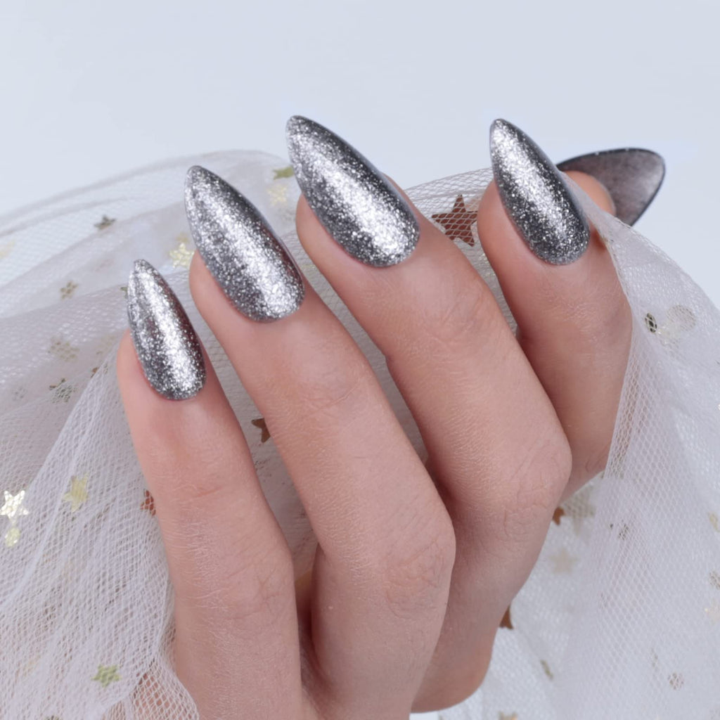 Gel-Nagellack, IMTITI 1 PCS 15 ml Platin-Schwarz Glitter