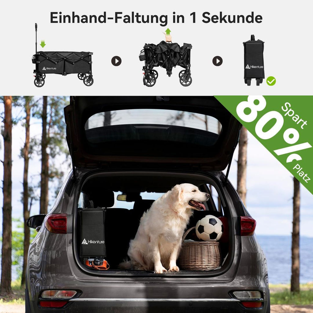 HIKENTURE Bollerwagen – Faltwagen, 150 kg Tragfähigkeit, Für Strand und Camping, Gruen