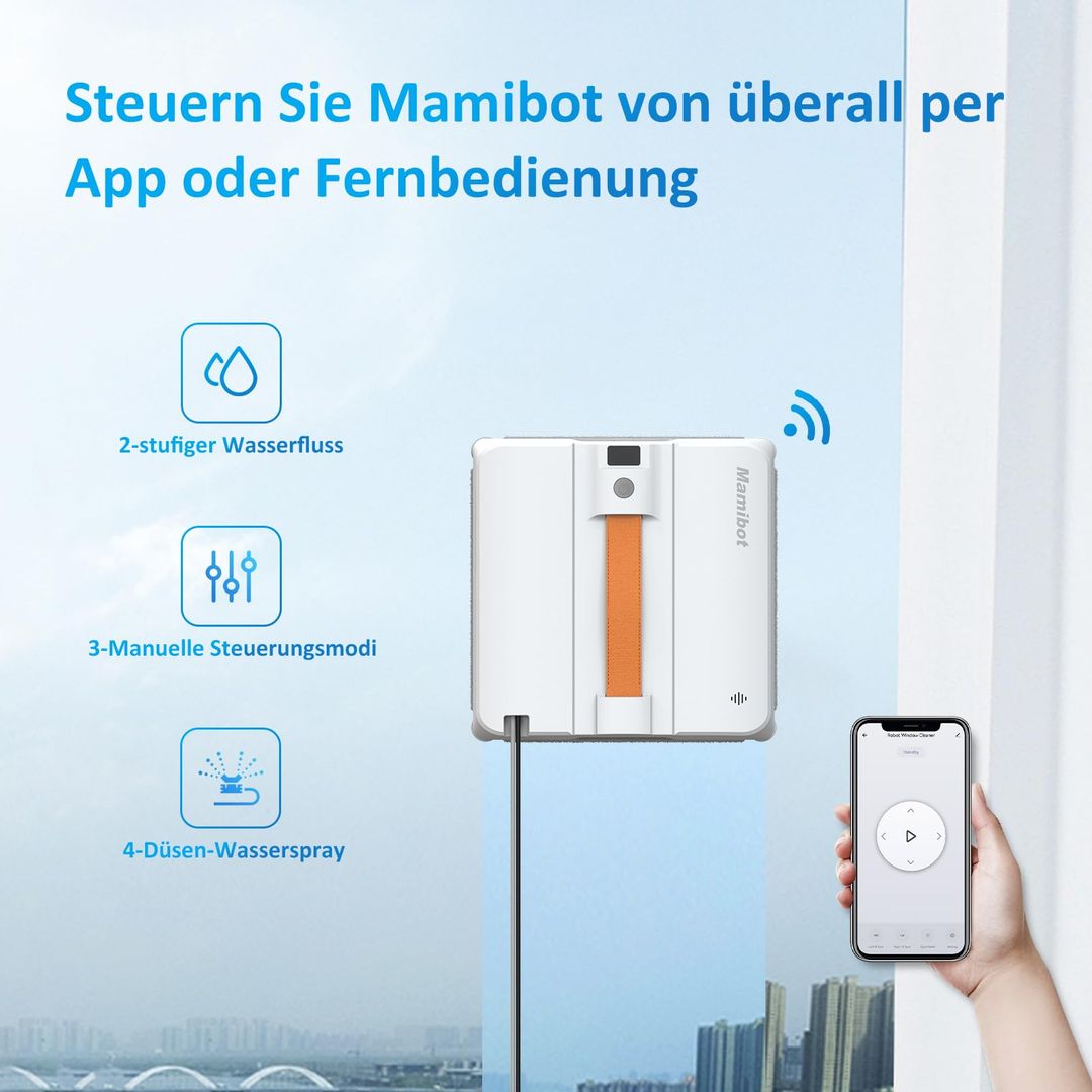 Mamibot W120-DP Fensterreinigungsroboter mit Sprühfunktion – Weiß/Grau