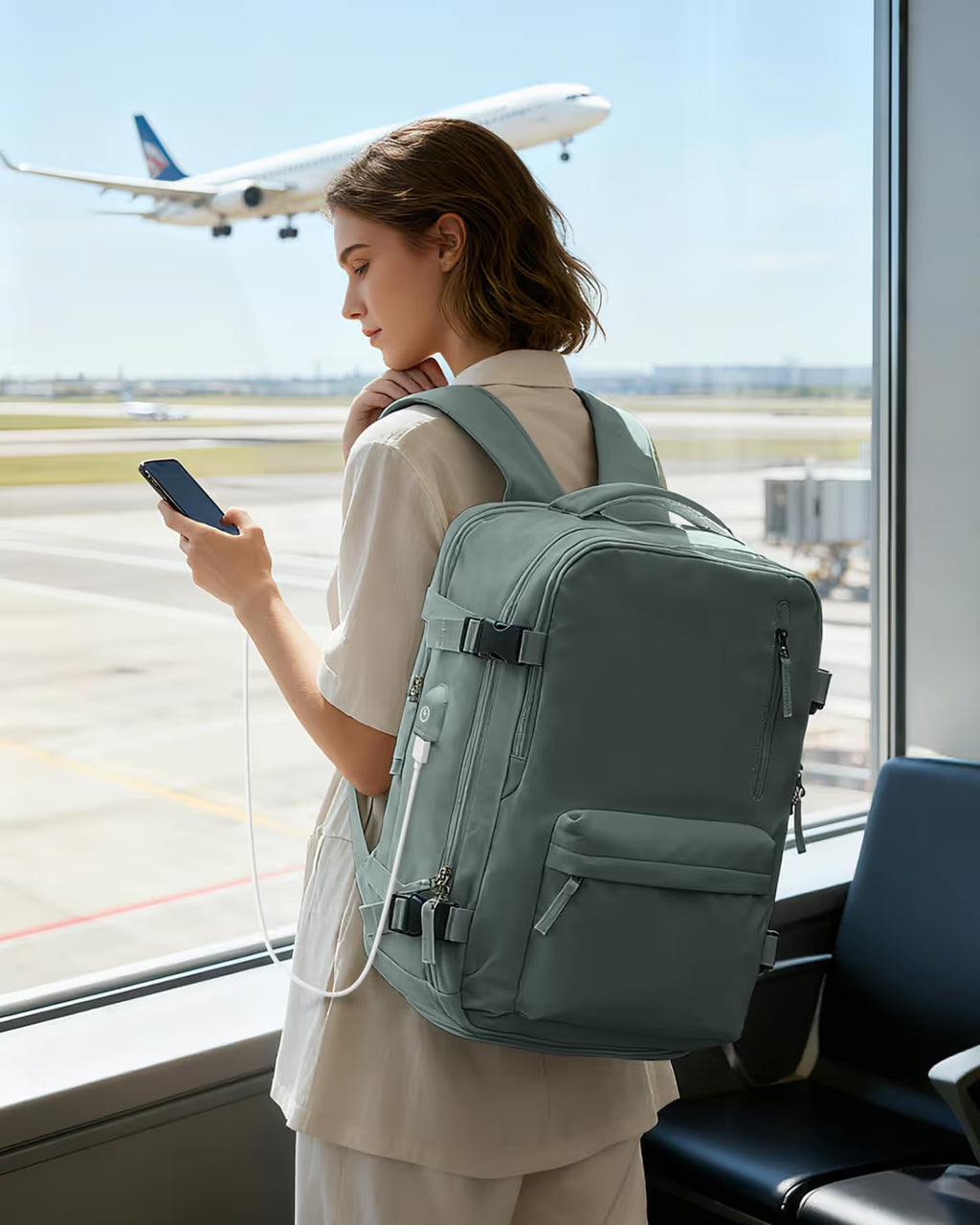 Вакуумна раница 40x30x20 за ръчен багаж Ryanair &amp; Wizzair – черна