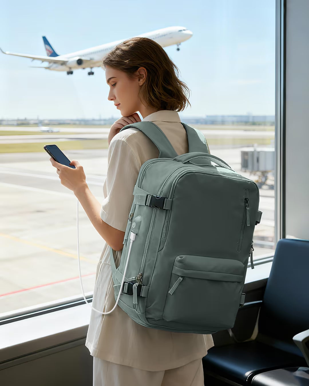 Вакуумна раница 40x30x20 за ръчен багаж Ryanair &amp; Wizzair – черна