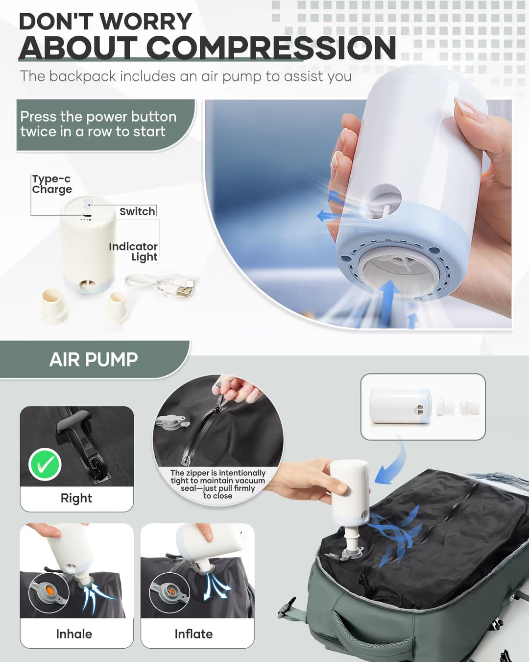 Вакуумна раница 40x30x20 за ръчен багаж Ryanair &amp; Wizzair – черна