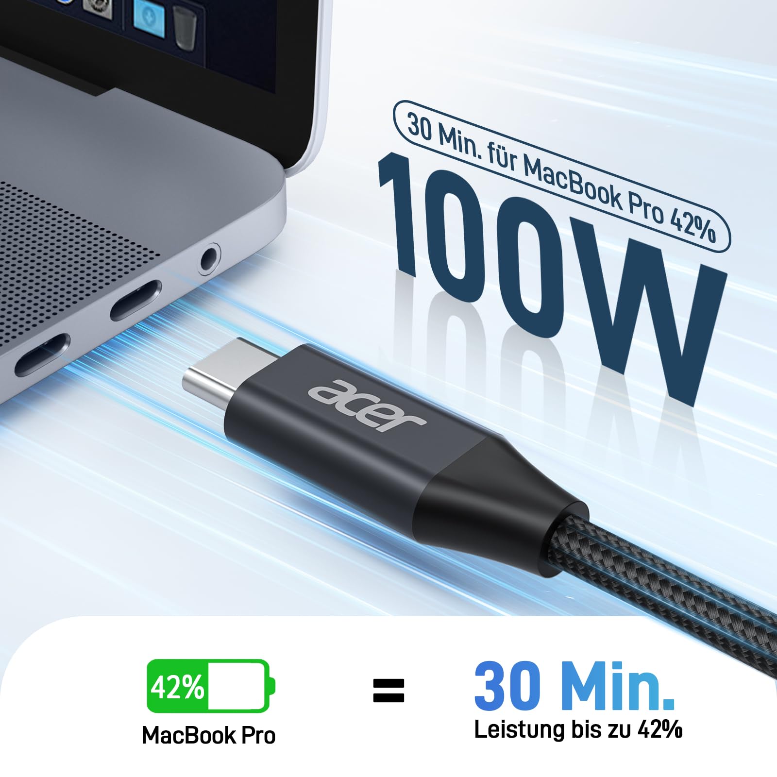 Заряден кабел Acer USB-C 100W