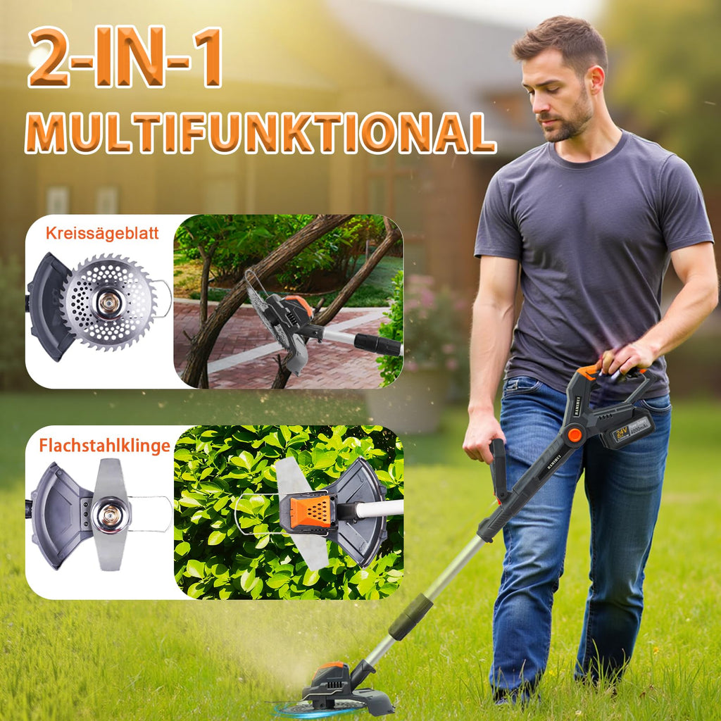 Безжичен тример за трева с батерия и зарядно устройство