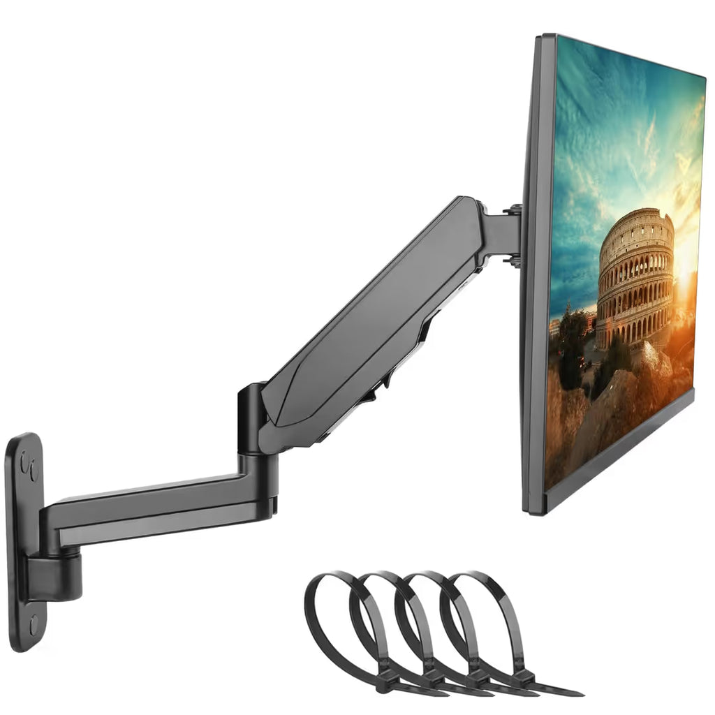 PUTORSEN Monitor Wandhalterung – 13-34 Zoll, Gasfeder, Höhenverstellbar, Neigbar, Drehbar, VESA 75/100