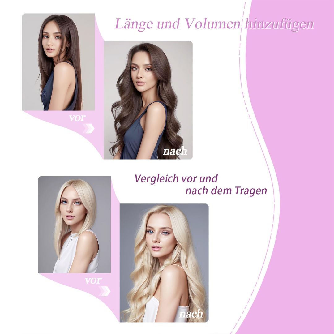 Lieblich Welle Tape Extensions Echthaar 55 cm 20 Stück – Mittelbraun