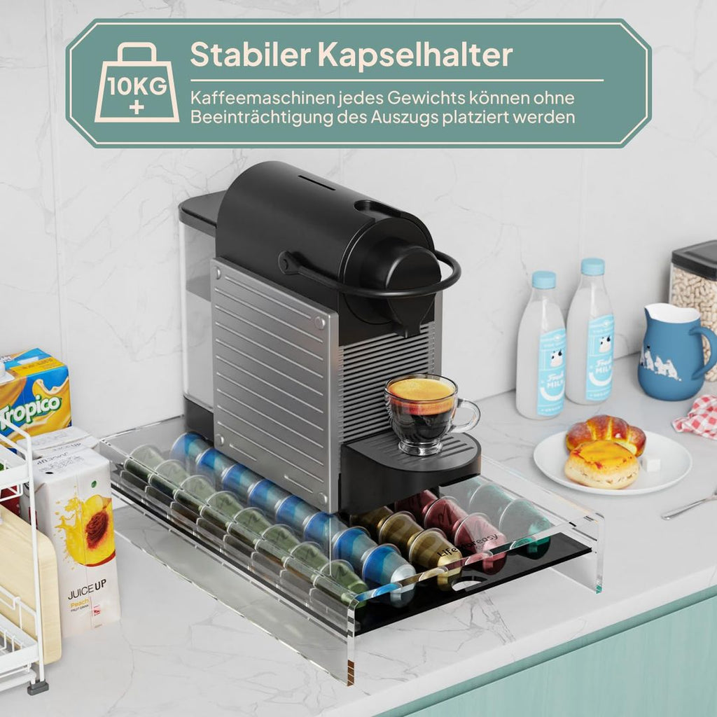 Kapselhalter fuer Nespresso – Transparente Kaffeelagerbox fuer 40 Kapseln