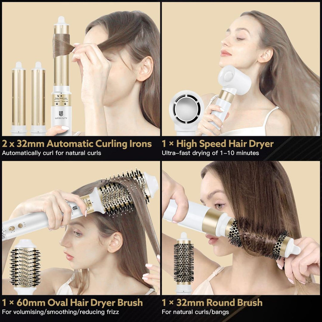 6-in-1 Haartrockner und Styler mit Ionenfunktion, 1400 W, Weiß