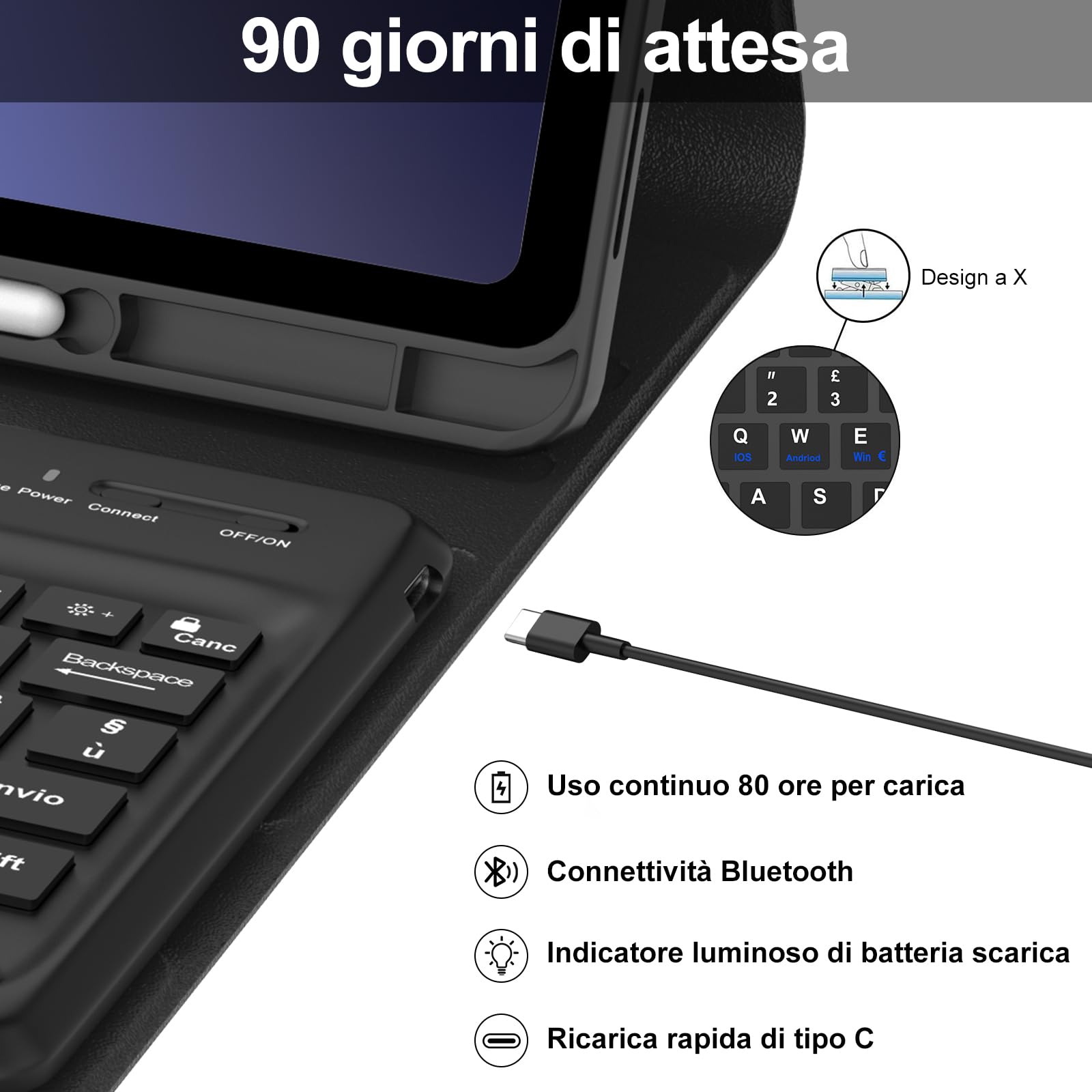 Bluetooth-Tastaturcover für Samsung Galaxy Tab S10 Plus/S9 FE Plus/S9 Plus