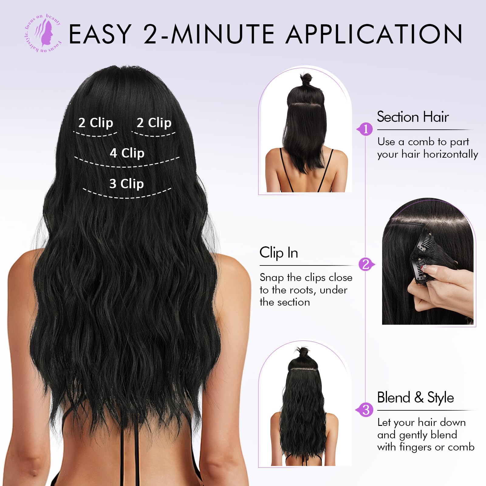 Clip-in Haarverlängerungen 4 Stück