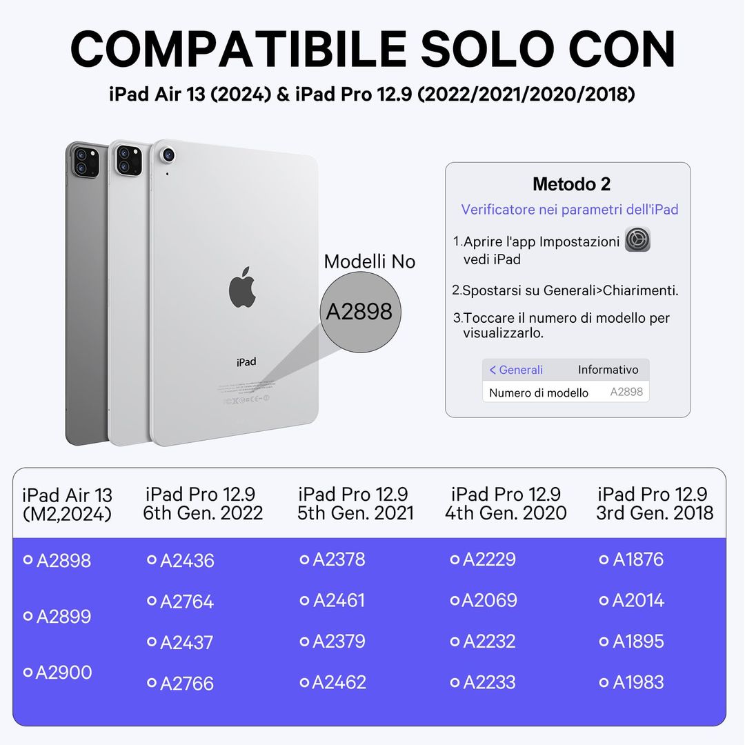 Earto Keyboard iPad Air 13 (M2 2024/M3 2025), iPad Pro 12.9 Keyboard (6/5/4/3 Gen