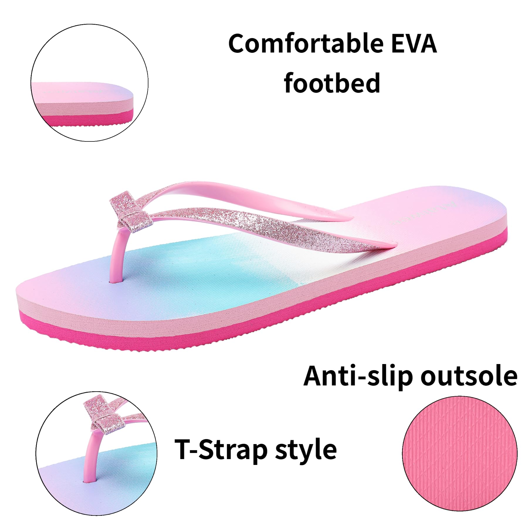 Mädchen Flip-Flops Bunt Bedruckt – Strand-Sandalen für Kinder