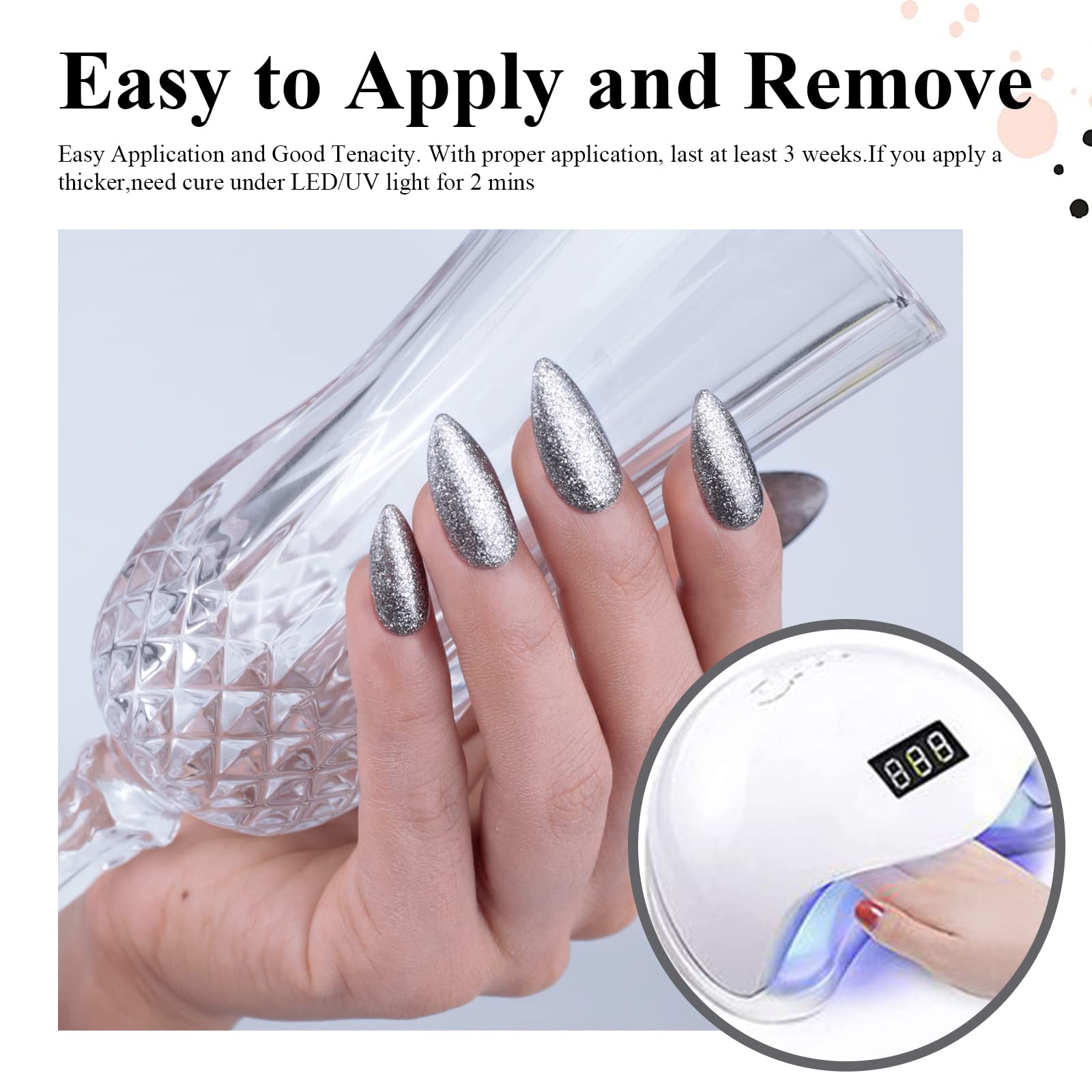 Gel-Nagellack, IMTITI 1 PCS 15 ml Platin-Schwarz Glitter