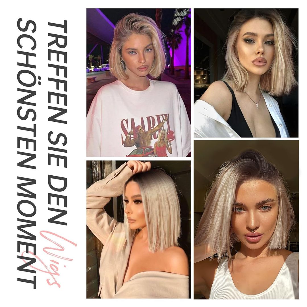 Kurze blonde Perücke für Frauen, 12 Zoll