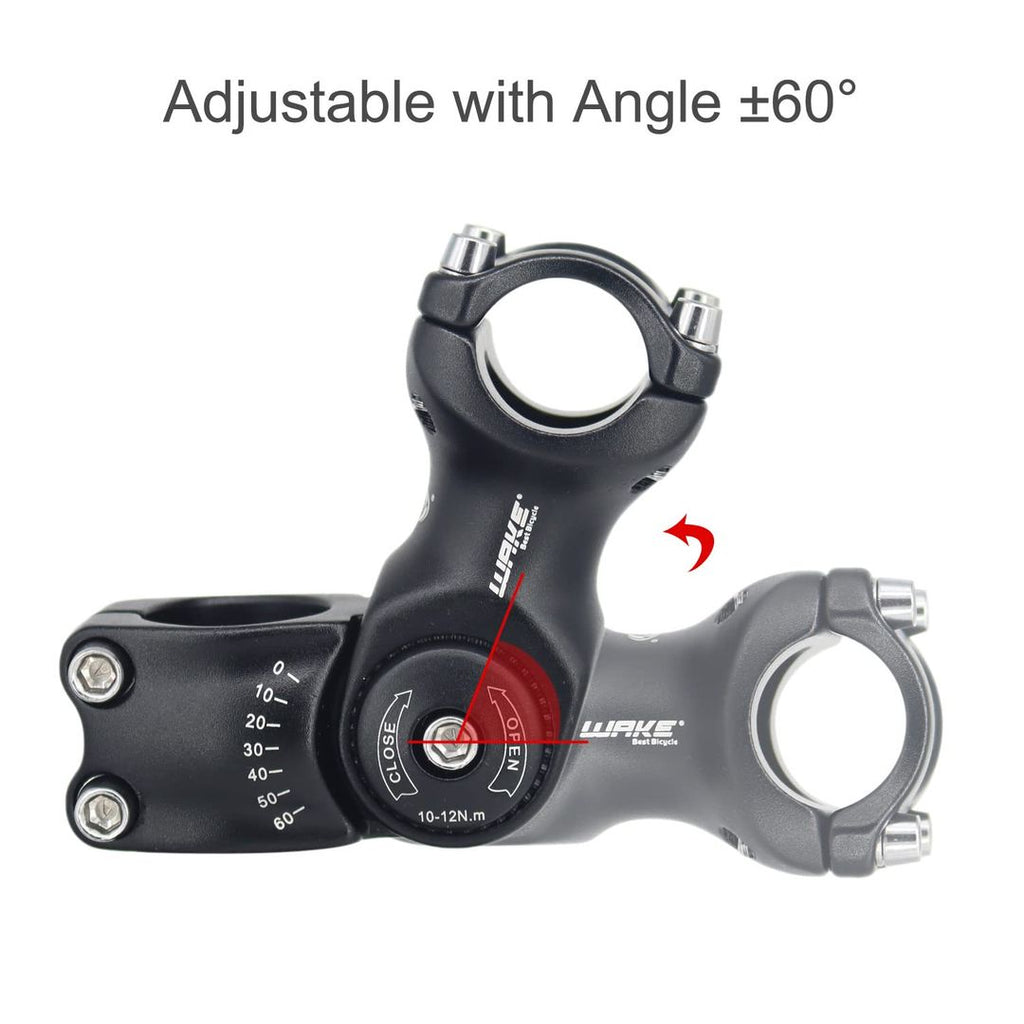 BSSOK Fahrrad Vorbau Verstellbar – 31,8 mm / 25,4 mm, Lenkerhöhung, 90 mm, MTB, 0-60 Grad