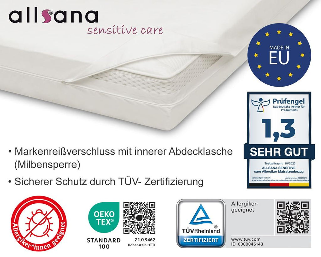 Allsana Allergie Matratzenbezug – Anti-Milben Schutz, 90x200x16 cm