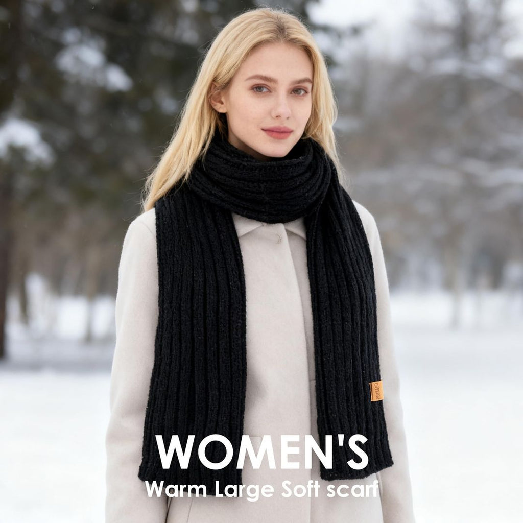 Damen-Strickschal mit Rippstruktur, lang und weich, One Size