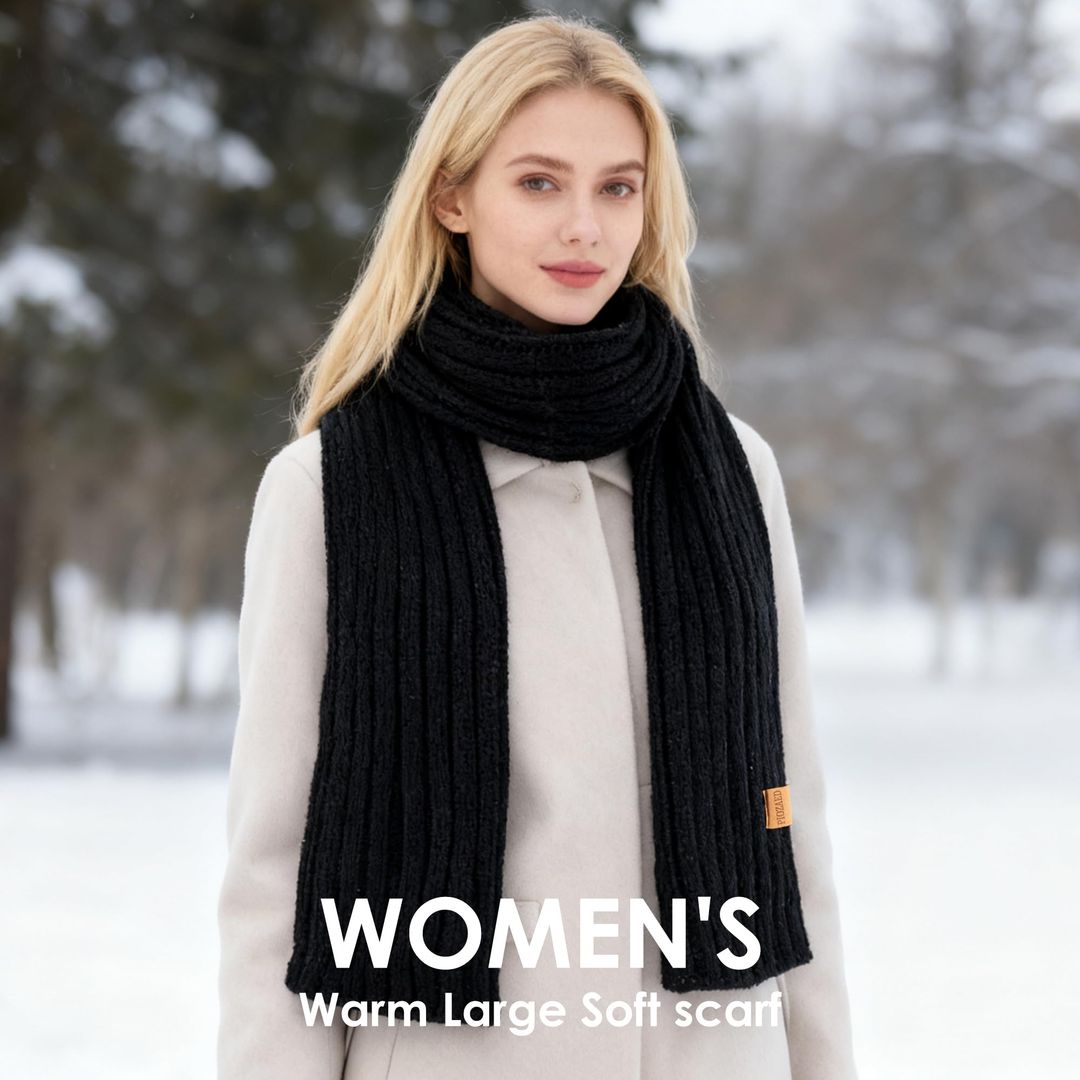 Damen-Strickschal mit Rippstruktur, lang und weich, One Size