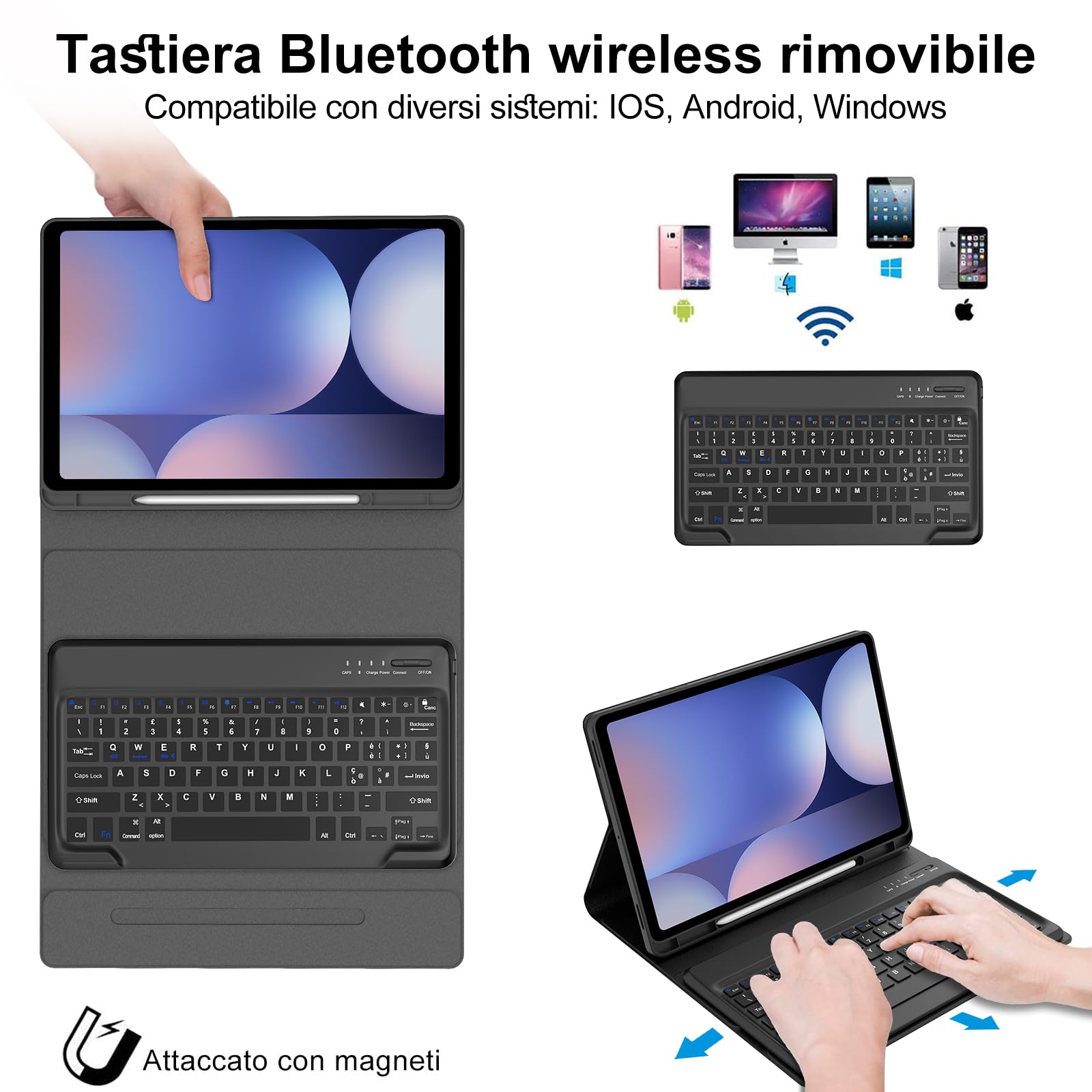 Bluetooth-Tastaturcover für Samsung Galaxy Tab S10 Plus/S9 FE Plus/S9 Plus