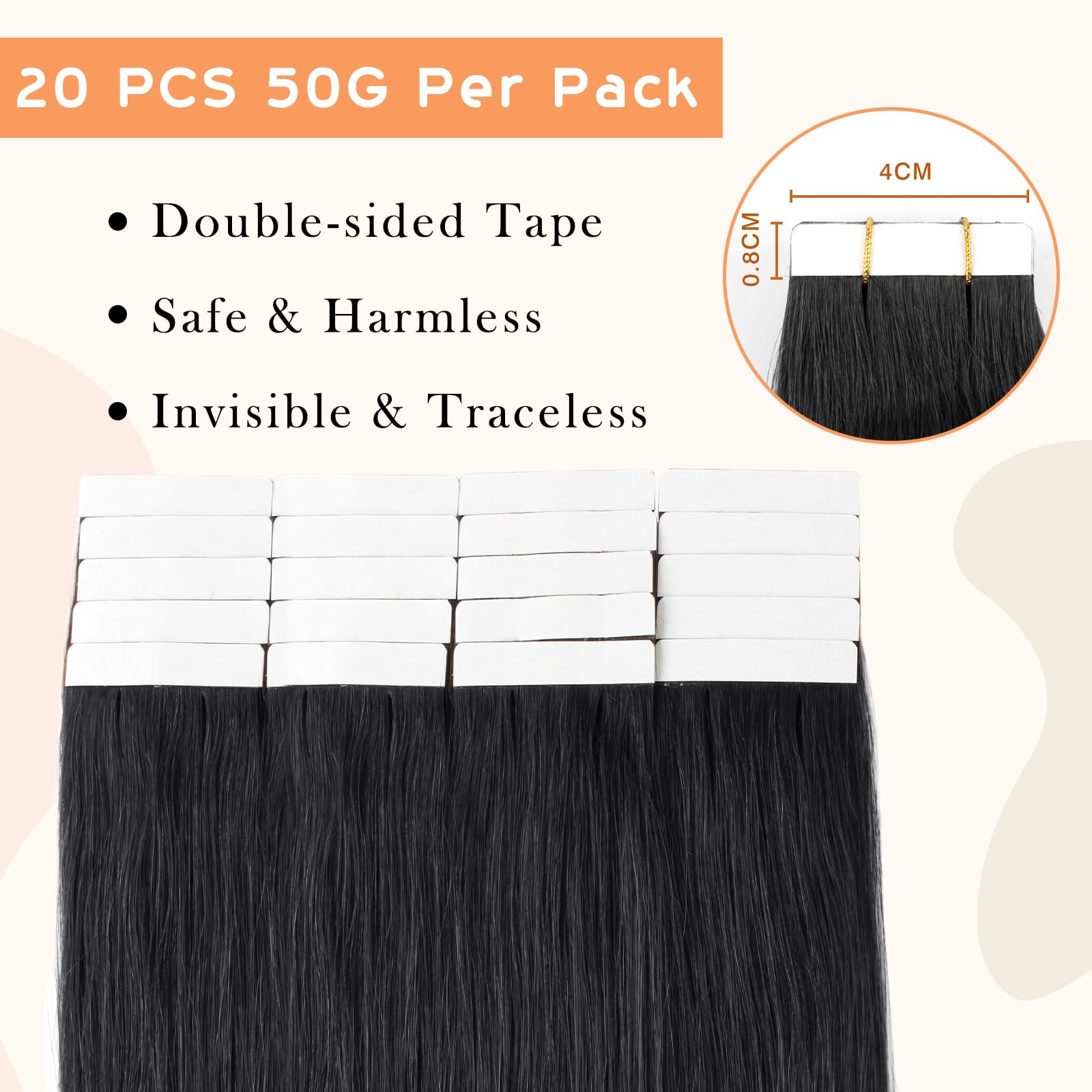 Echthaar Haarverlängerungen 50cm Dunkelbraun