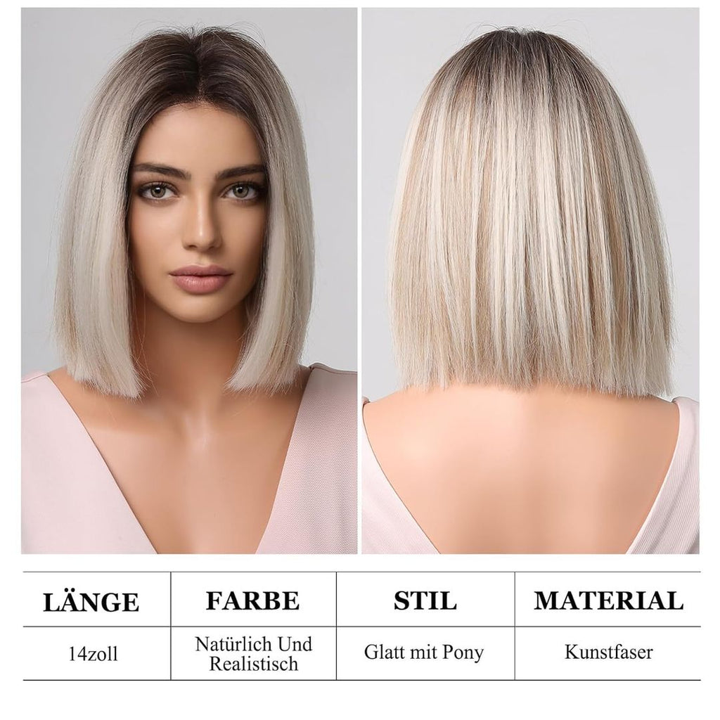 Kurze blonde Perücke für Frauen, 12 Zoll