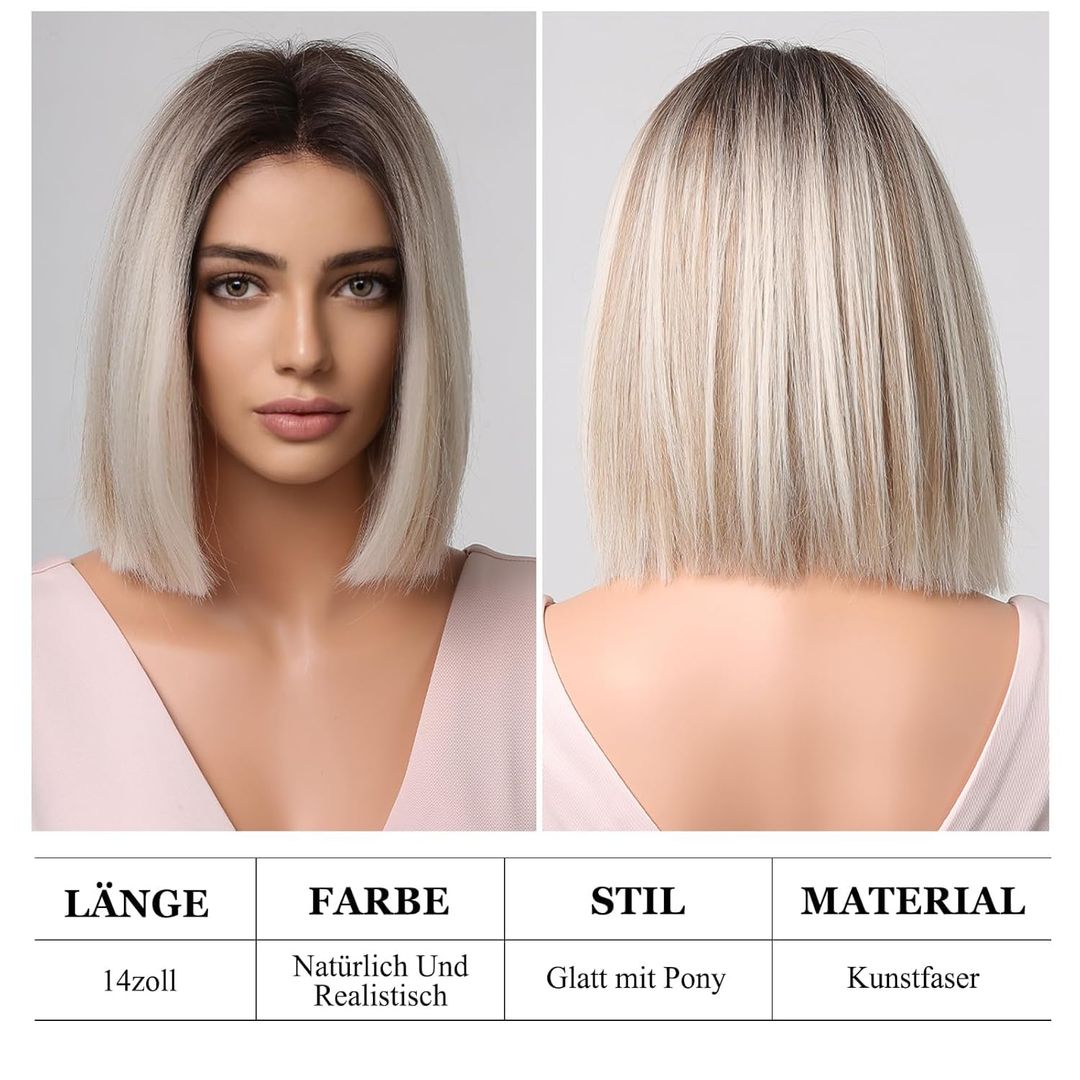 Kurze blonde Perücke für Frauen, 12 Zoll
