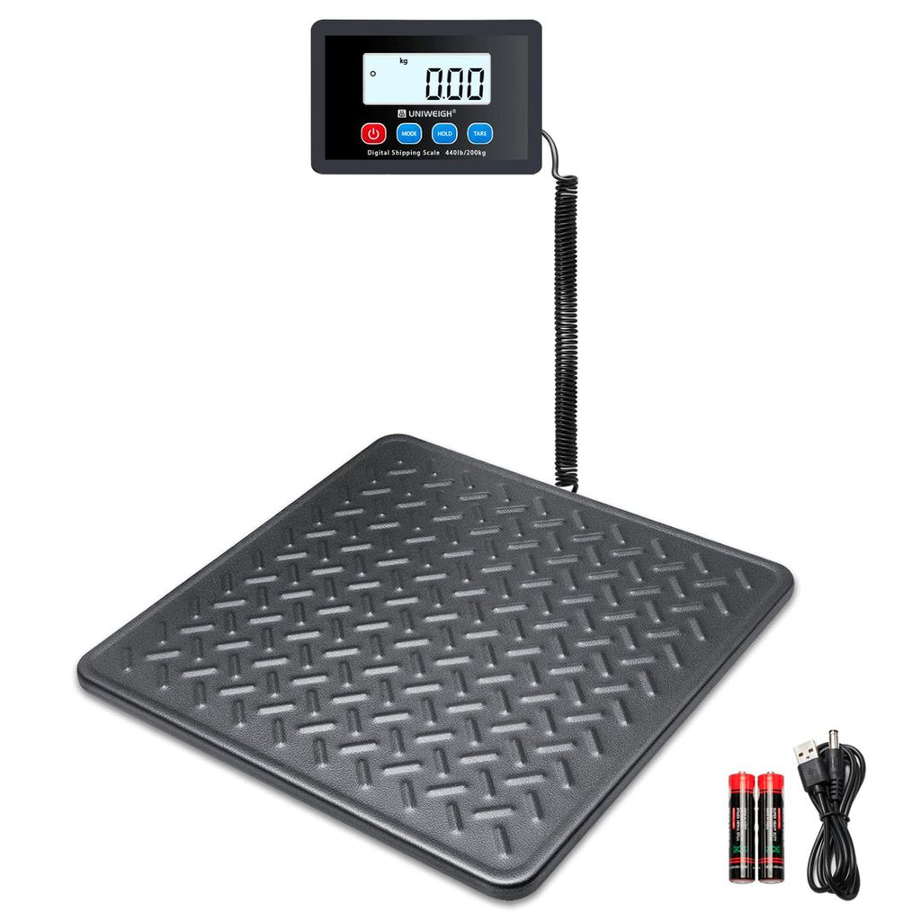 UNIWEIGH Postwaage – 440 lbs x 10 g, LCD, Halte- und Tara-Funktion, Schwarz