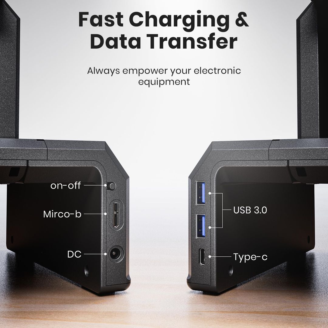 Dual-Monitor-Ständer/Desktop-Organizer mit Schublade/RGB-Licht, Tastatur