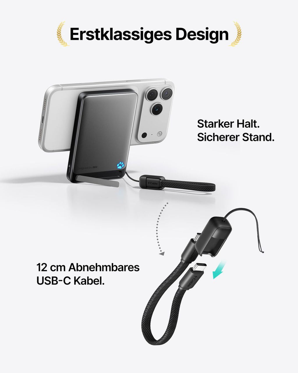INIU magnetische Powerbank, 10.000 mAh, Qi2 bis 15 W und USB-C bis 45 W