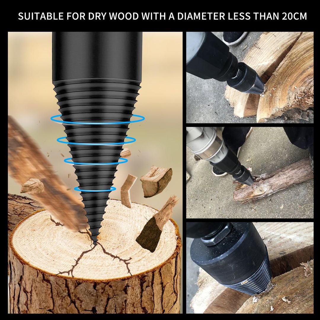 Schraubkegel-Bohrer Holzspalter – 50mm & 38mm, 4 Griffe, Brennholz & Garten
