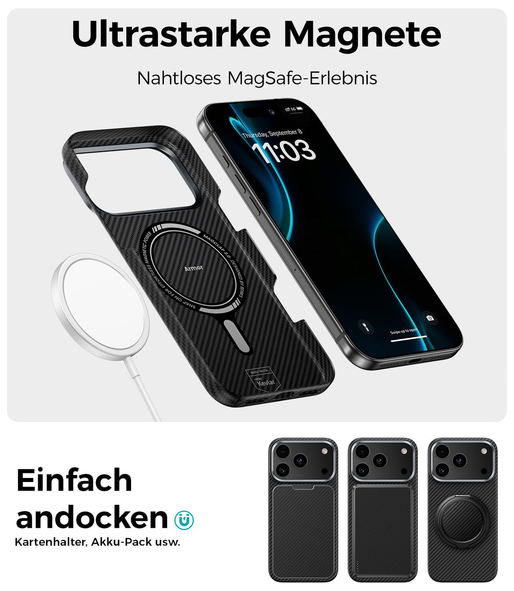 iPhone 17 Pro Max Hülle – Ultra-Leicht, MagSafe-kompatibel, Schwarz, 6,9 Zoll