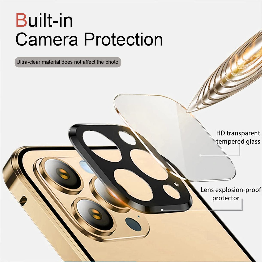 Anti Spy Hülle – iPhone 12 Pro Max, 360 Grad, Sichtschutz, Panzerglas, Gold