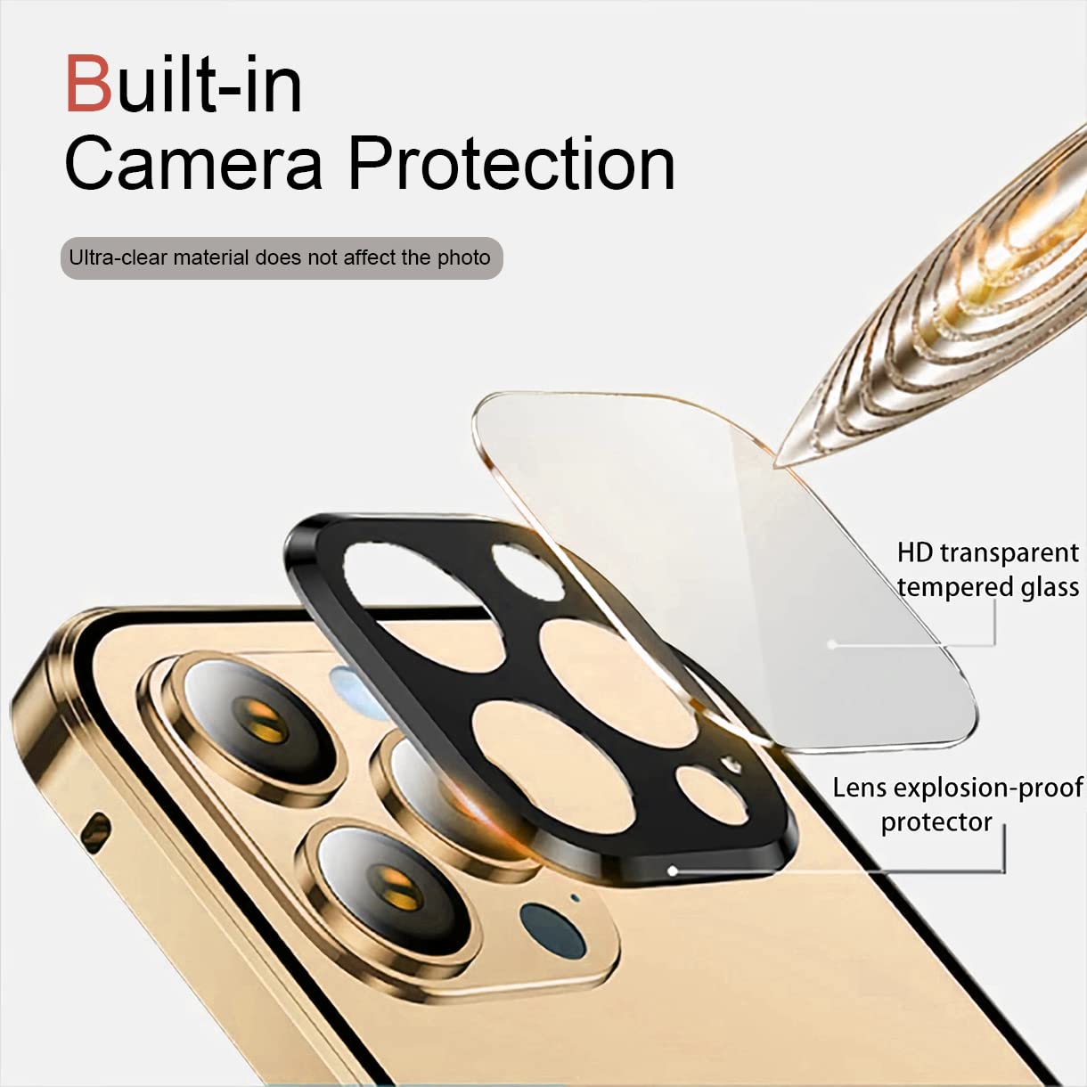 Anti Spy Hülle – iPhone 12 Pro Max, 360 Grad, Sichtschutz, Panzerglas, Gold