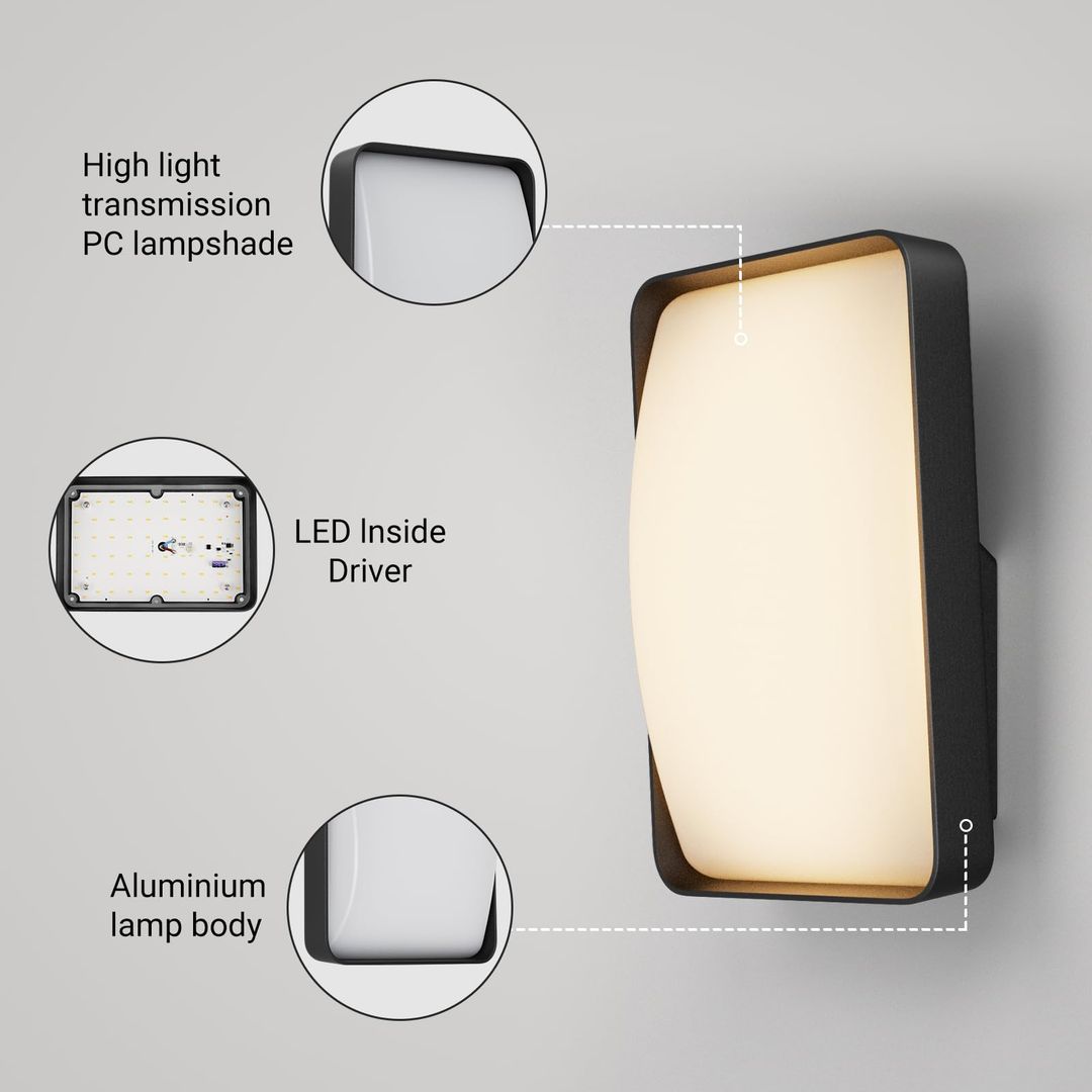 Außen-Wandleuchte LED 12W – IP65 Wasserdicht, 3000K Warmweiß