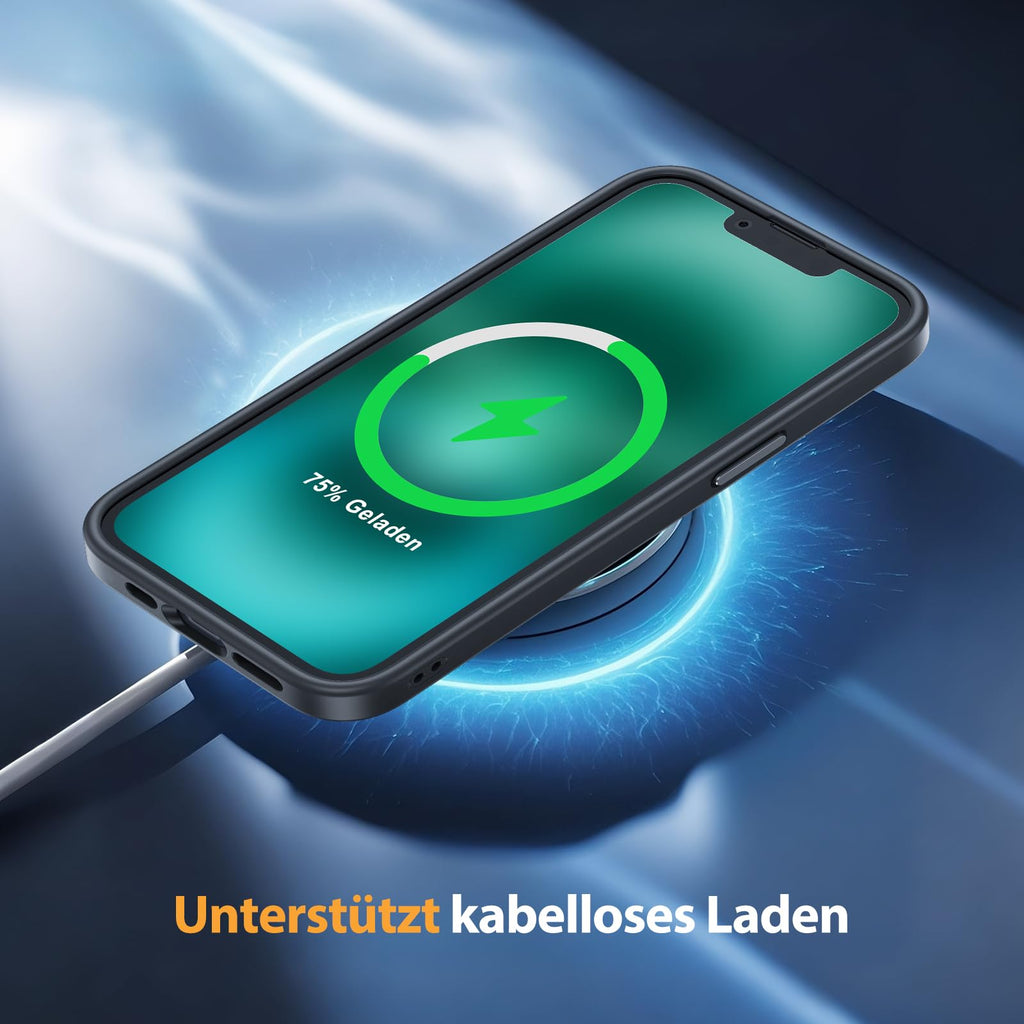 iPhone 16e Hülle – 360-Grad-Rundumschutz, Militärstandard, 2 Displayschutzfolien, Mattschwarz, 6,1 Zoll