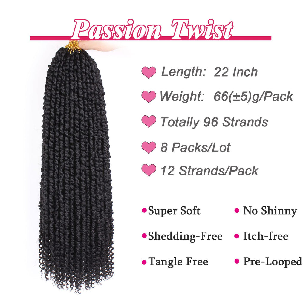 Passion Twists Crochet – 22 Zoll, Vorgezwirbelt, Ombre Water Wave, T30#, Haarverlängerungen