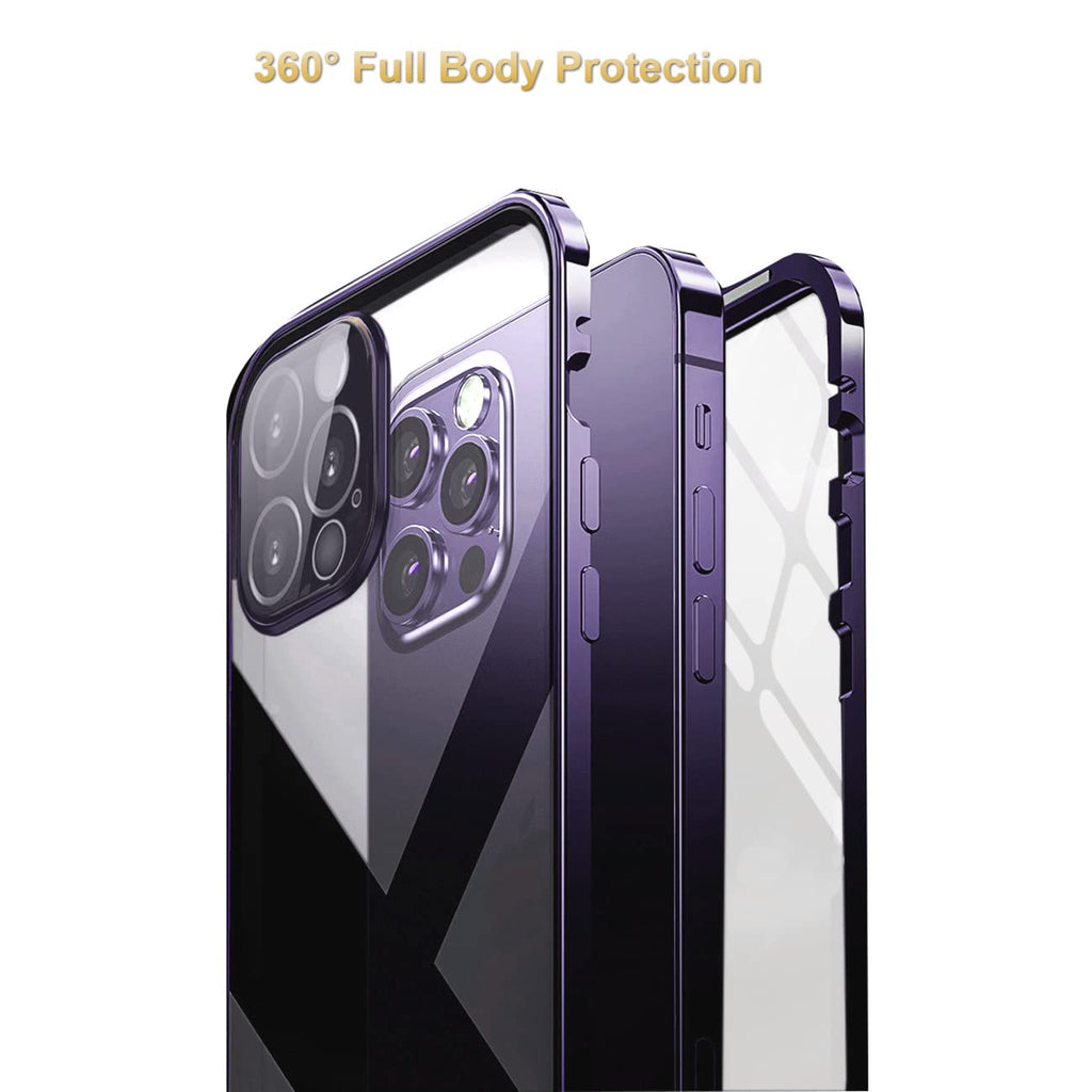 MIMGOAL Hülle – iPhone 14 Plus, 360 Grad, Metallrahmen, Panzerglas, Blau