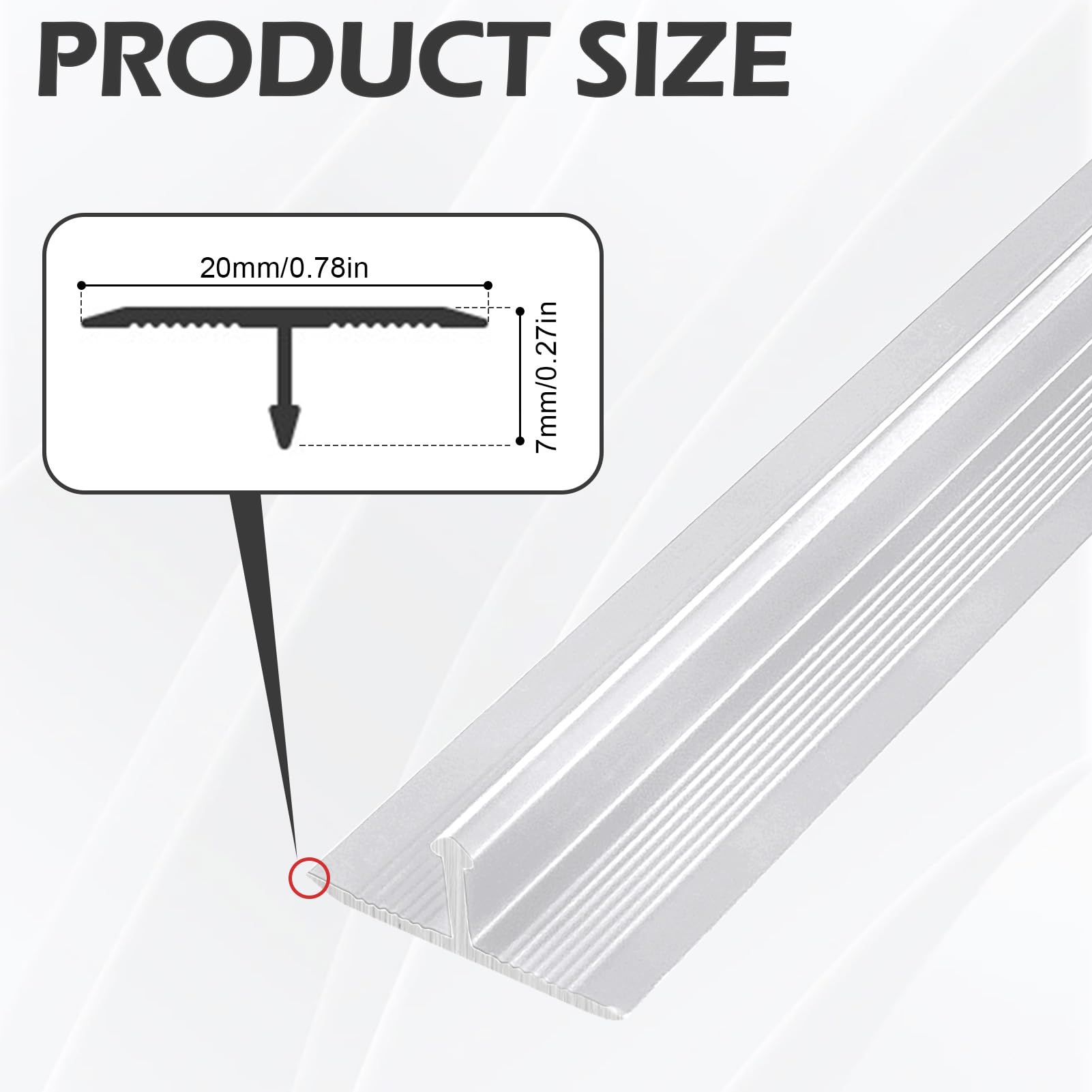 T-Profil-Übergangsprofil aus Aluminium, 3-teilig, 900 x 20 mm