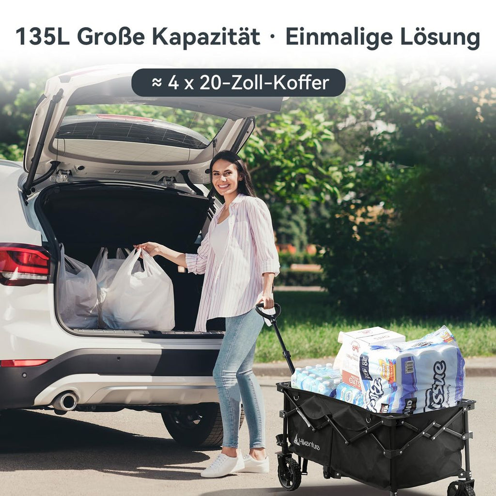 HIKENTURE Bollerwagen – Faltwagen, 150 kg Tragfähigkeit, Für Strand und Camping, Gruen
