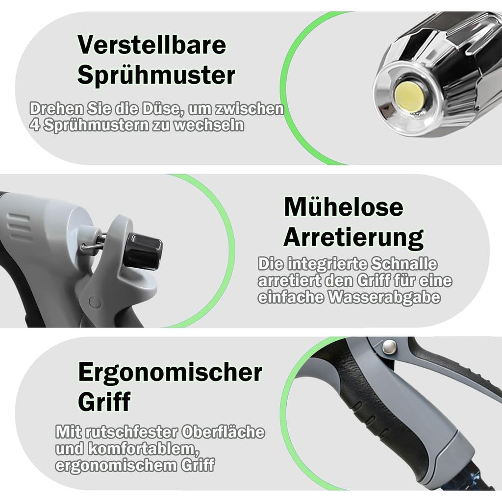 Gartensprüher für Schläuche mit 360 Grad drehbarer Düse und Druckregulierung