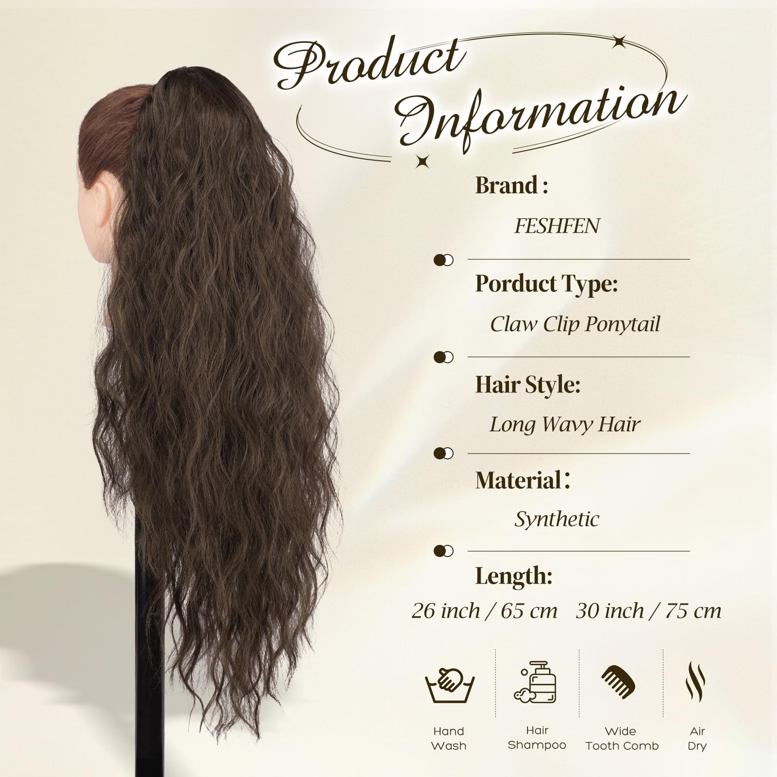 Pferdeschwanz Clip-in Haarverlängerung 75cm