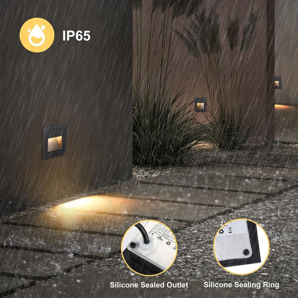 LED-Treppenleuchten im 8er-Set, Schwarz, 3000 K, IP65