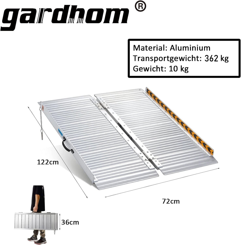 Rollstuhlrampe, gardhom 122 cm, faltbar,